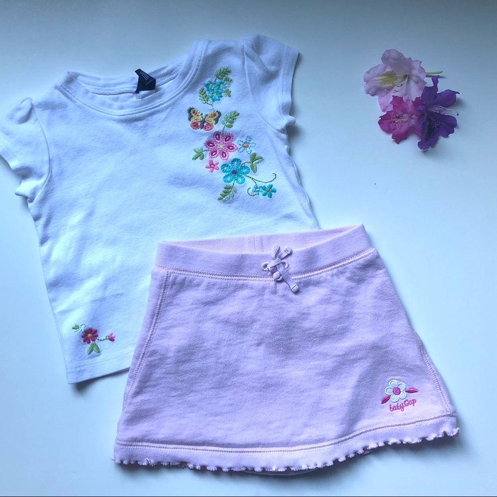 Gap Toddler embroidered T shirt and skirt - Girls 2yrs
